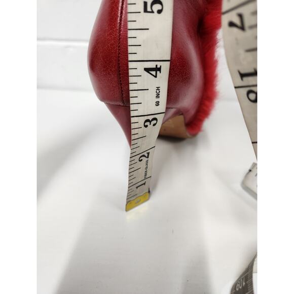 Vintage Beston Women's Red High Heels Tall Boots, Sz 7. Buckle/Rabbit Fur Accent - Picture 13 of 14